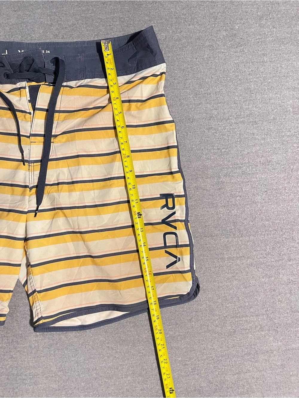 RVCA Men’s‎ Yellow and Gray Striped Boardshorts